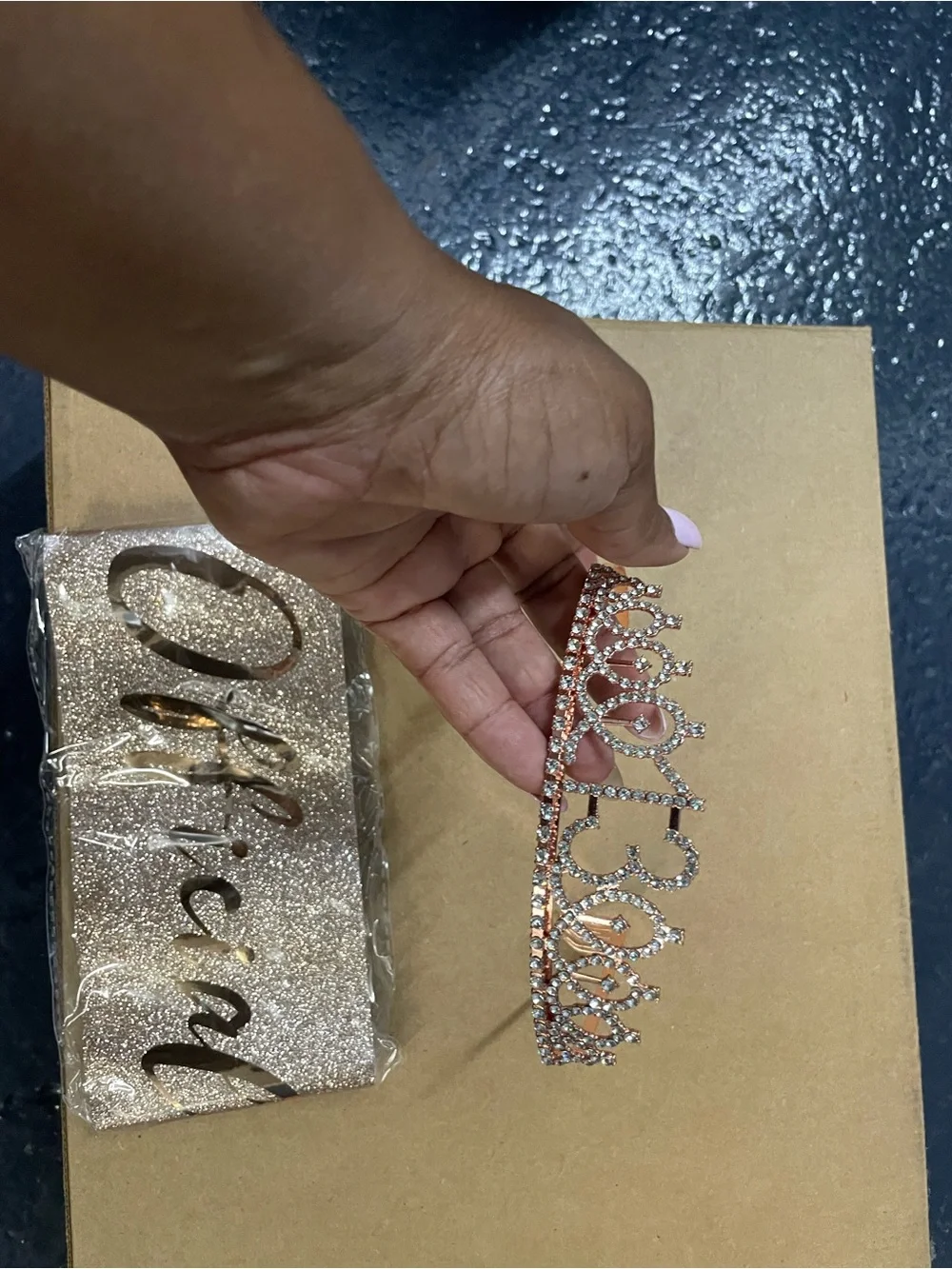 Rose Gold Rhinestone '13' Tiara Headband for Girls: 13th BIRTHDAY